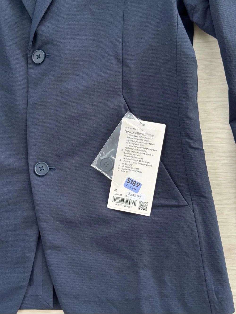 lululemon Men’s New Venture Button-Front Blazer (True Navy)